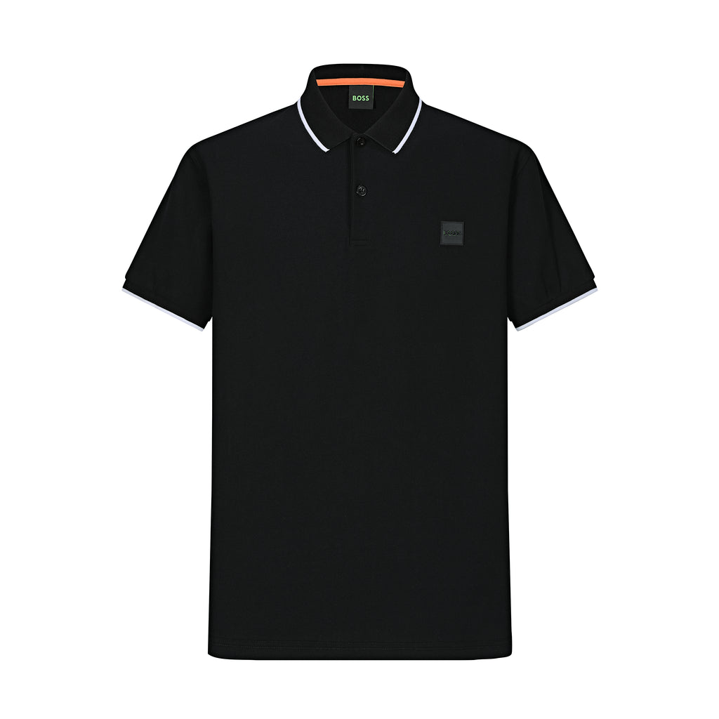 Camiseta Bo209# Tipo Polo Negra Para Hombre