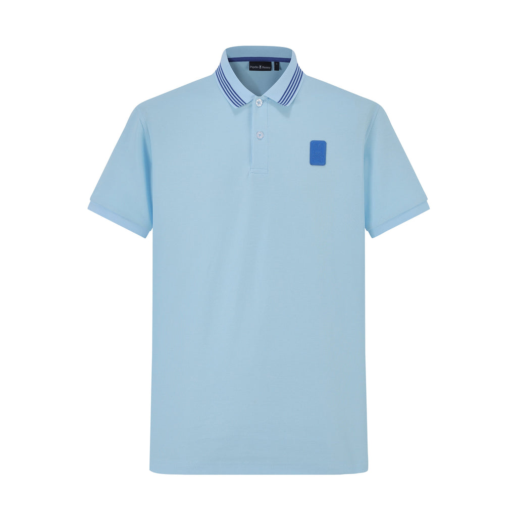 Camiseta 13604# Tipo Polo Azul Claro Para Hombre