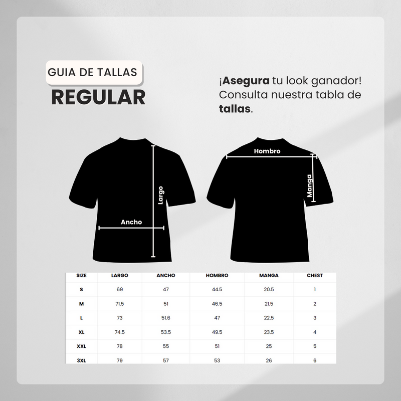 Guía de tallas para Camiseta 166009 Estampada Blanca Para Hombre
