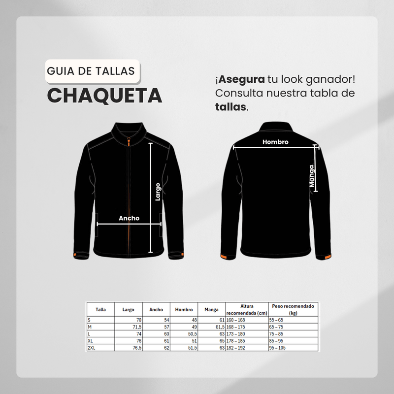 Guía de tallas para Chaqueta Deportiva Verde Para Hombre Ref. 828