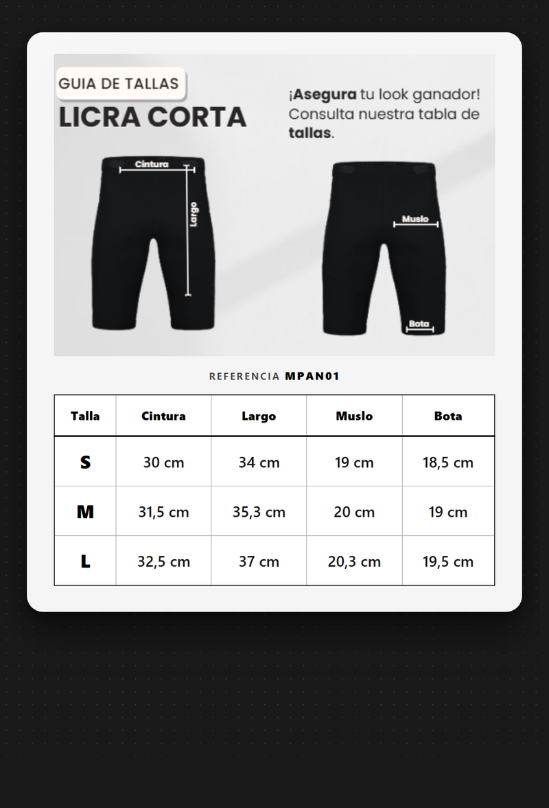 Guía de tallas para Short Deportivo Gris Para Mujer Ref. MPAN01