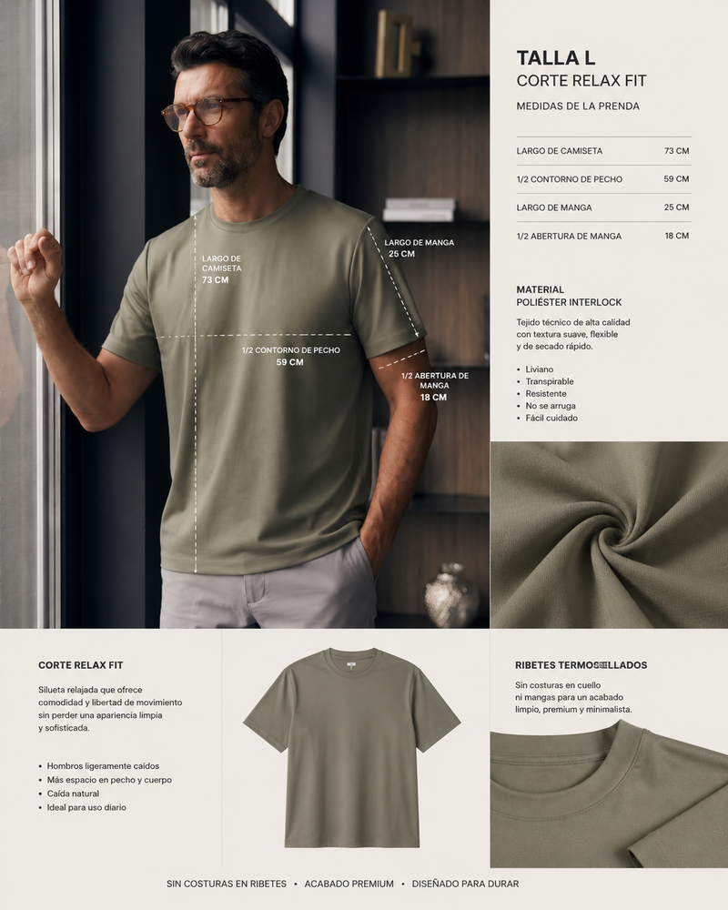 Guía de tallas para Camiseta 25D657-1 Azul Oscuro Para Hombre