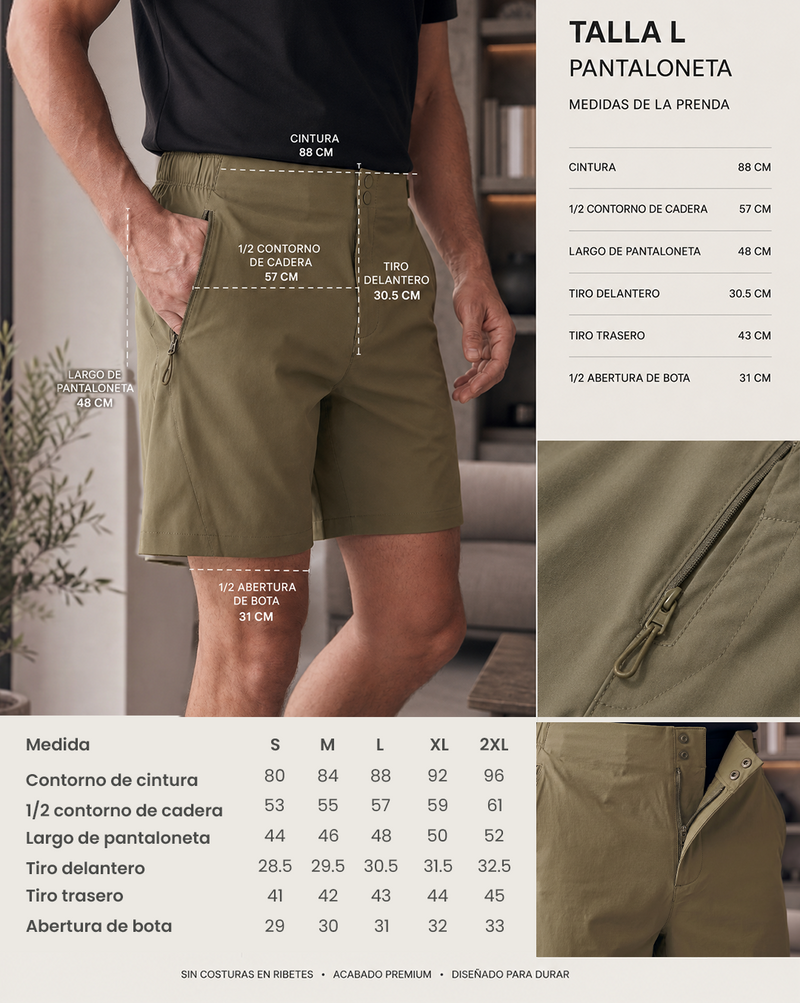 Guía de tallas para Pantaloneta 25D668 Negro Para Hombre