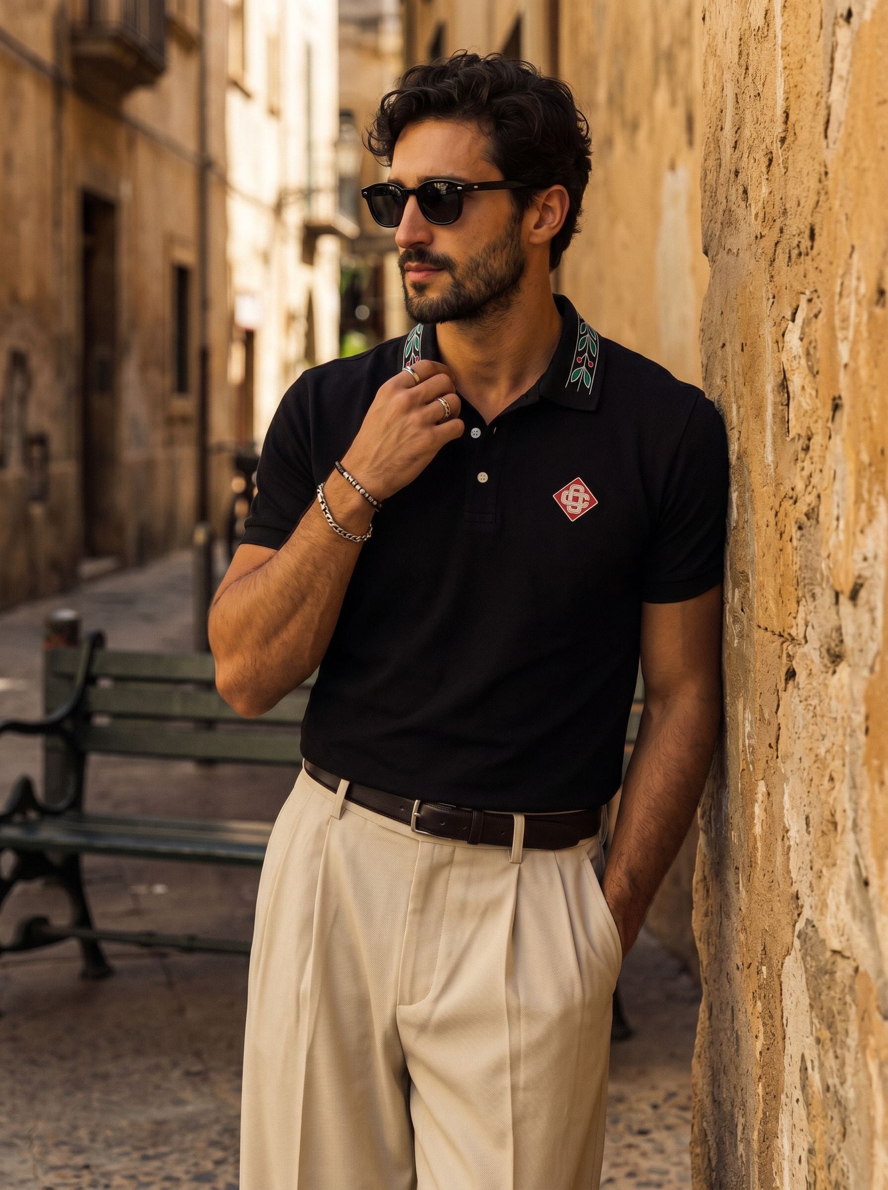 Camiseta 185036 Tipo Polo Negro para hombre