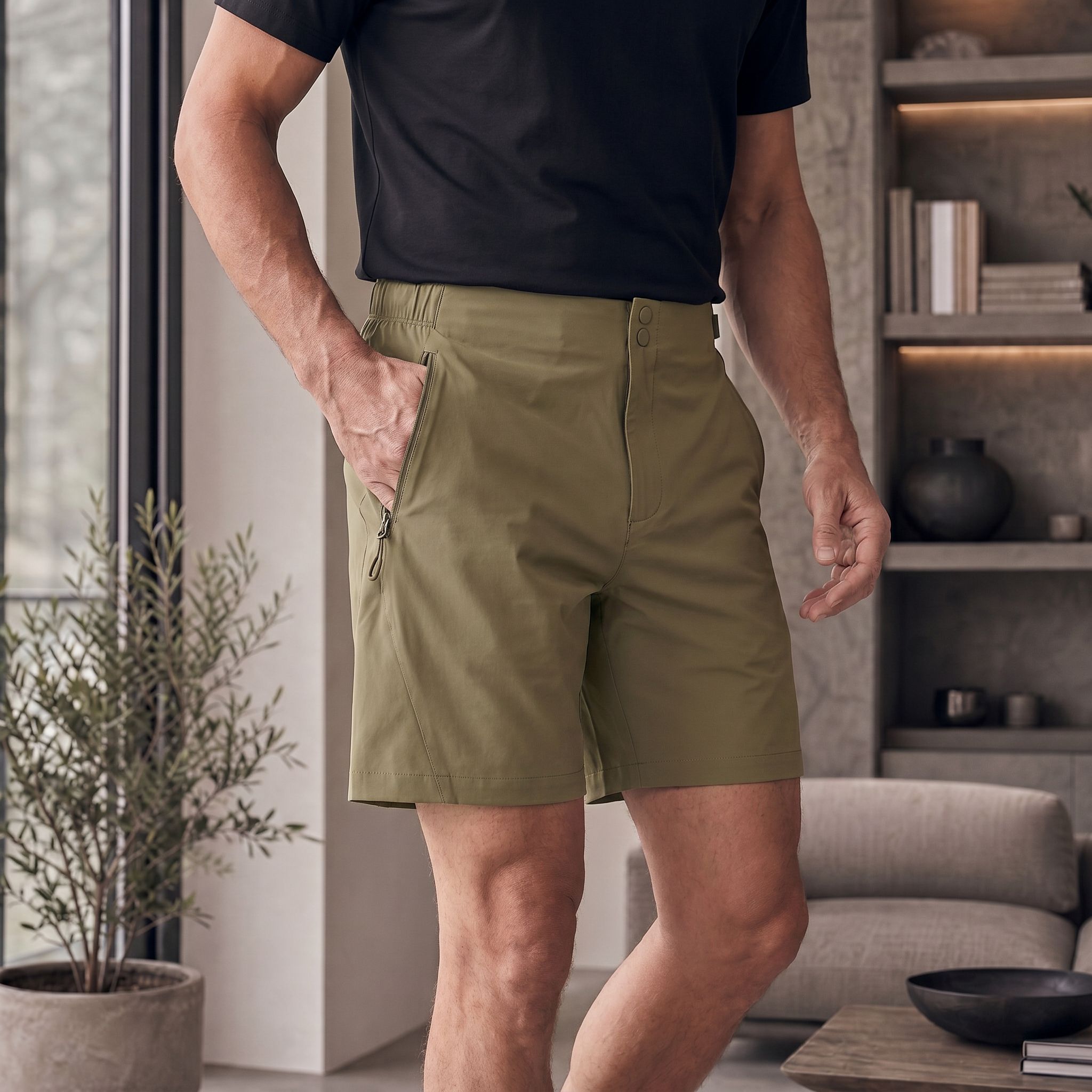 Pantaloneta 25D668 Verde Oliva Para Hombre