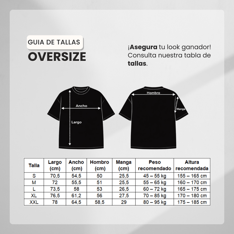 Guía de tallas para Camiseta 788476 Oversize Blanco para hombre