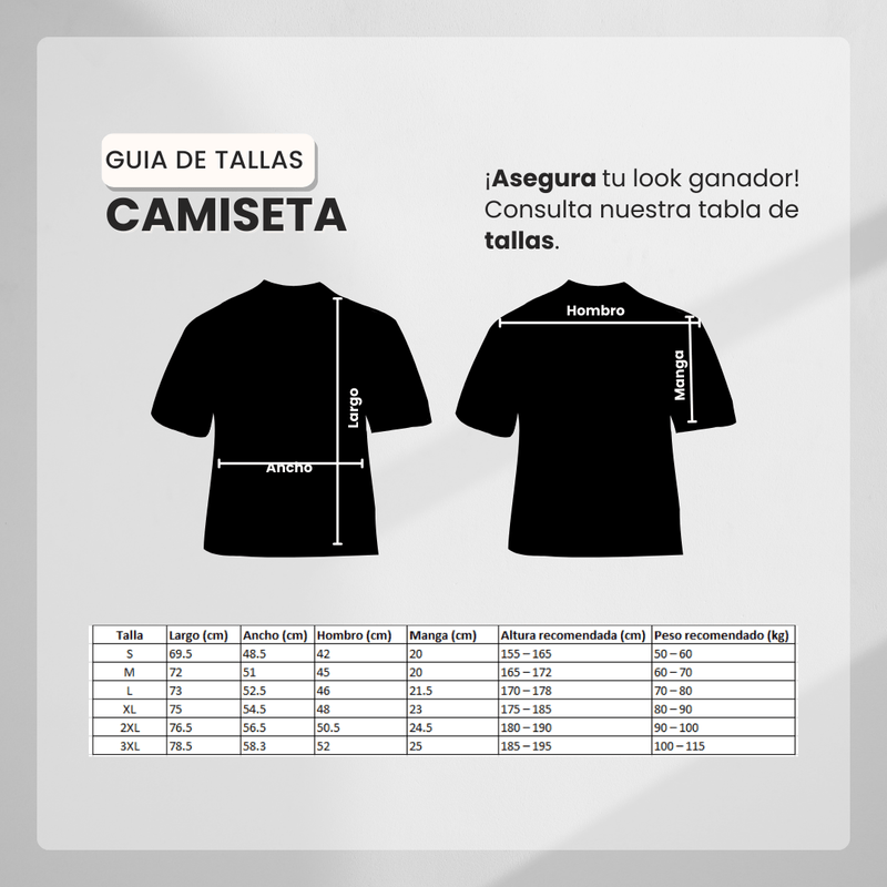 Guía de tallas para Camiseta 66430 Básica Azul Para Hombre