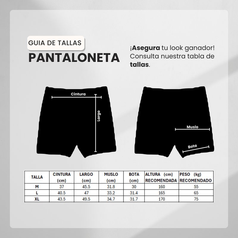 Guía de tallas para Pantaloneta PAN20 Negro para hombre