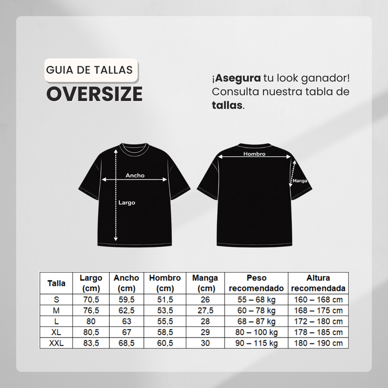 Guía de tallas para Camiseta 528001 Oversize Pickling Cafe Para Hombre
