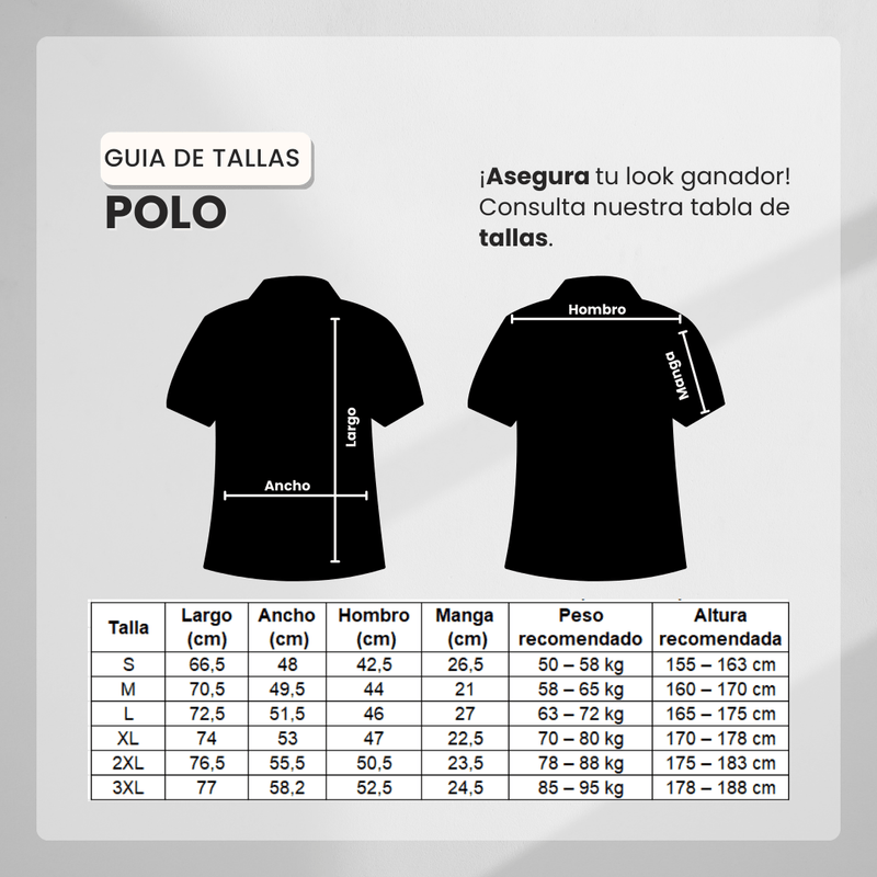 Guía de tallas para Camiseta 918009 Tipo Polo Negro para hombre