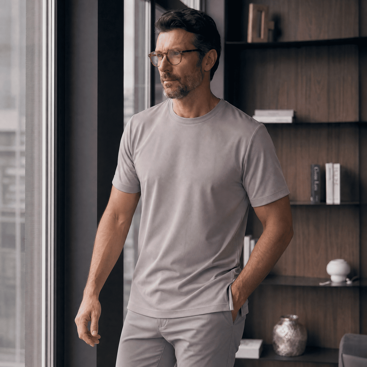 Camiseta 25D657-1 Gris Oscuro Para Hombre