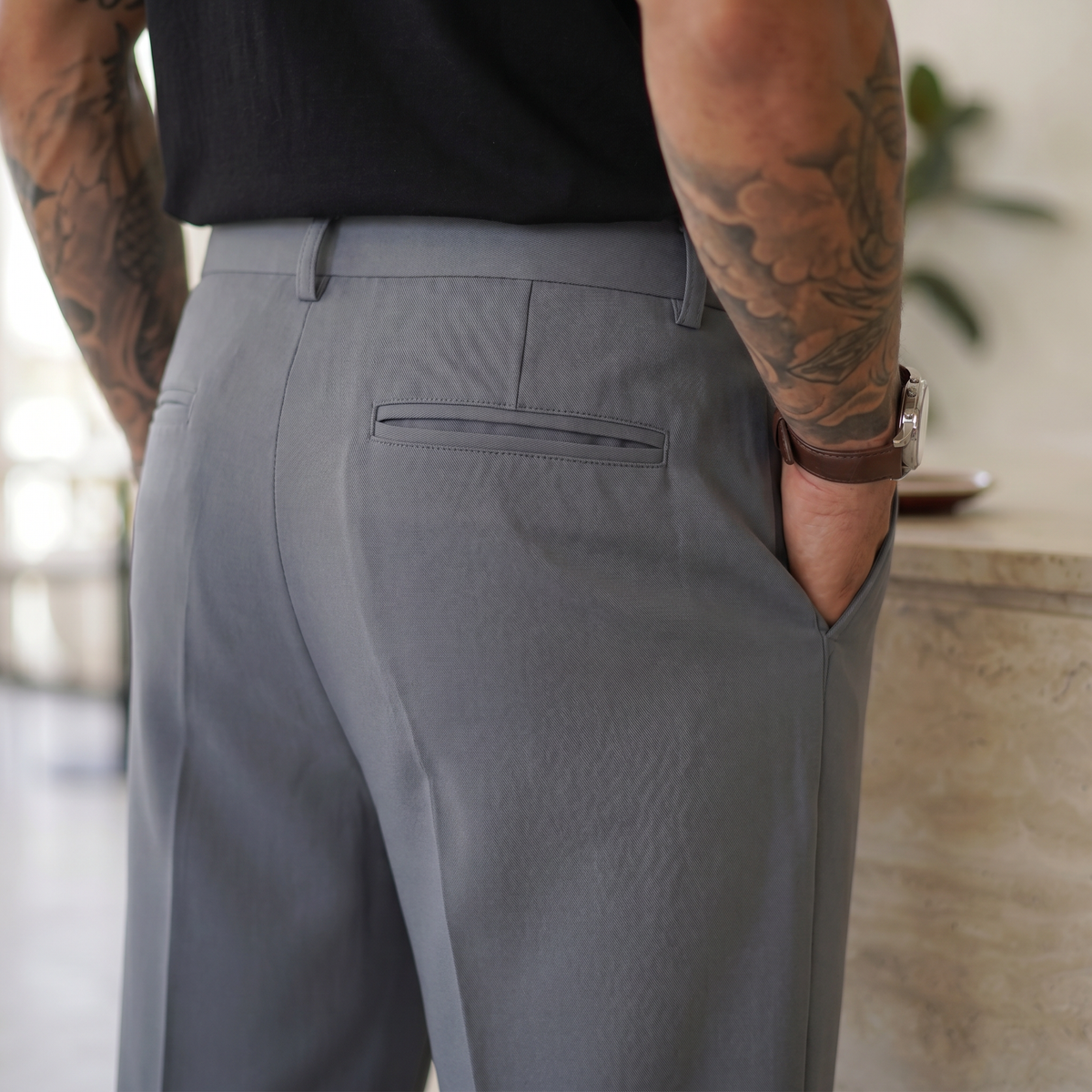 Pantalon 25D654-1 Azul/ Gris para hombre