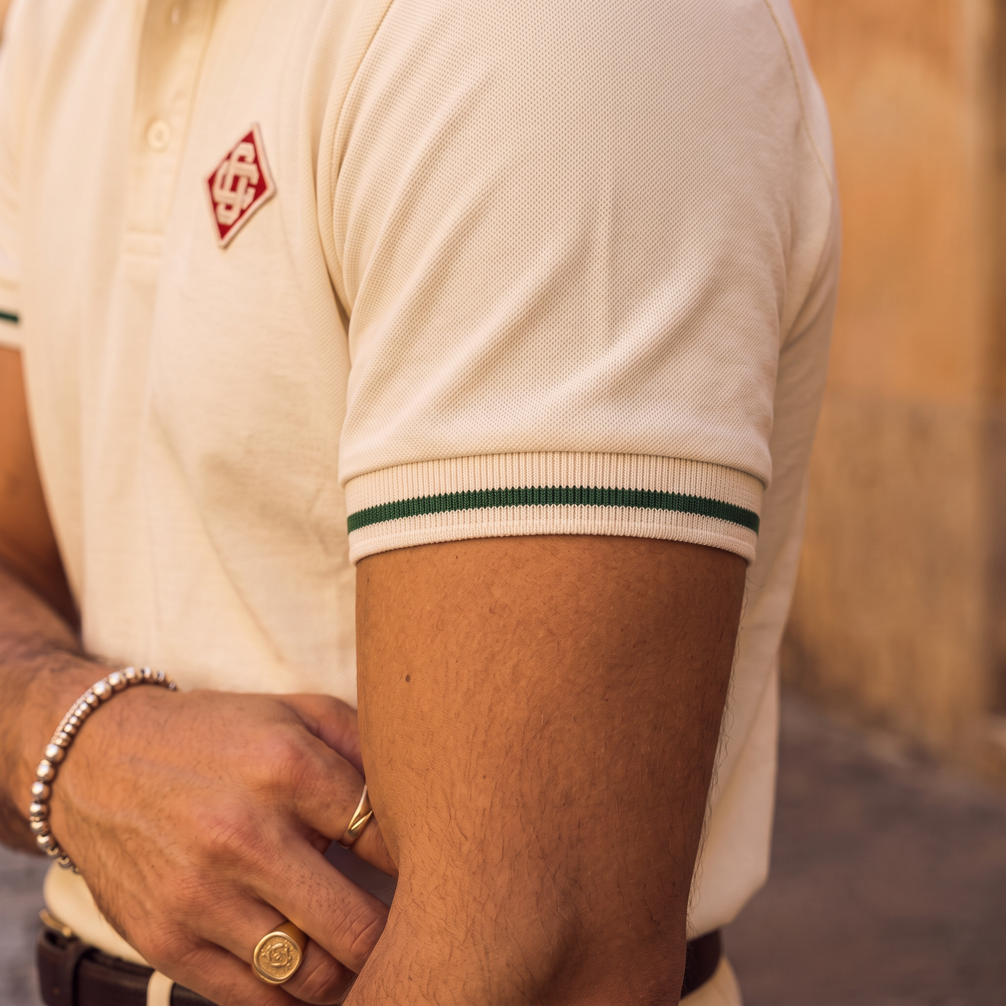 Camiseta 185036 Tipo Polo Crema para hombre
