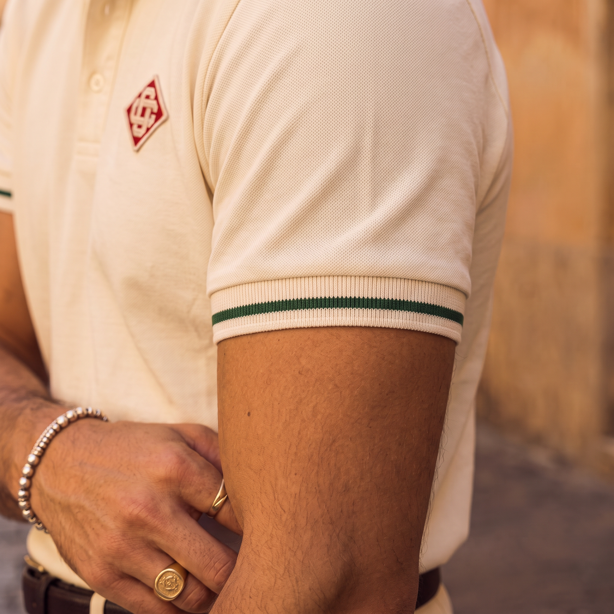 Camiseta 185036 Tipo Polo Crema para hombre